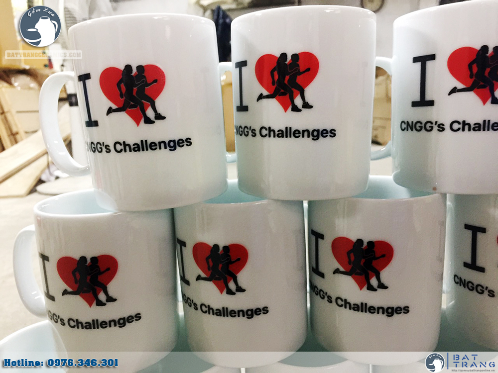 cốc gốm sứ Bát Tràng in logo làm quà tặng cho CNGG's Challenges 5