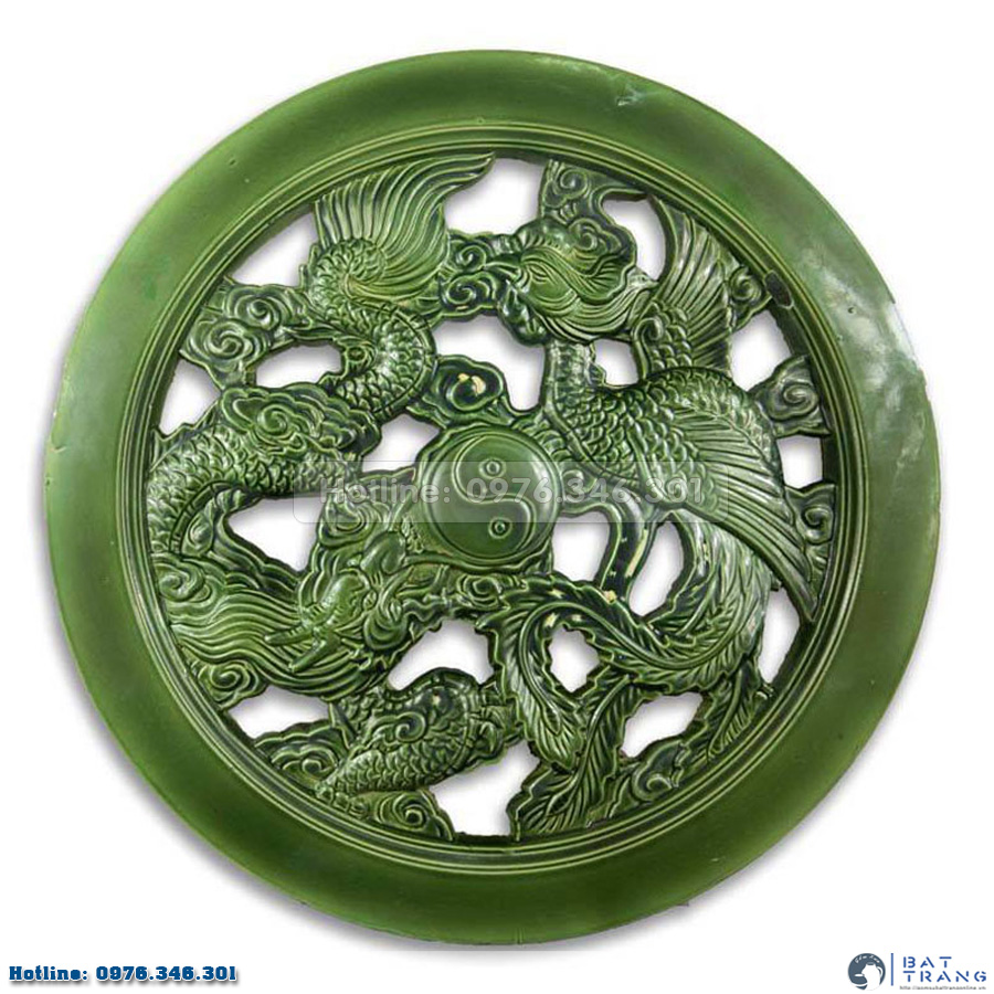 Gạch tròn rồng phượng, xanh đồng