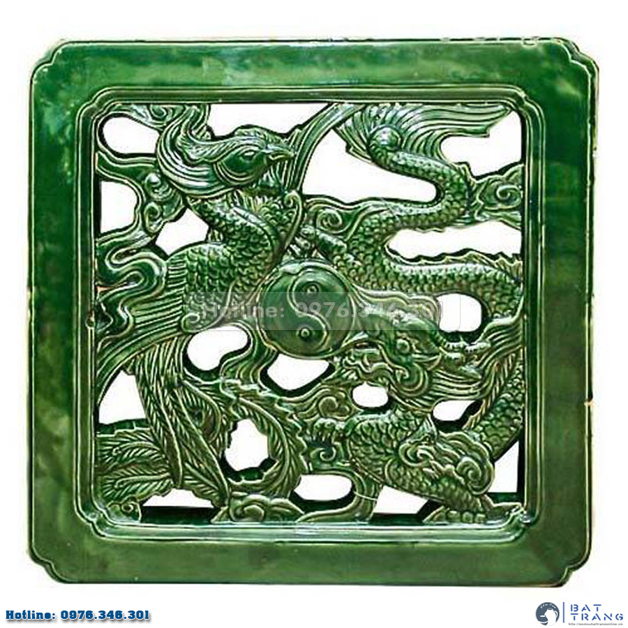 Gạch vuông rồng phượng, xanh đồng