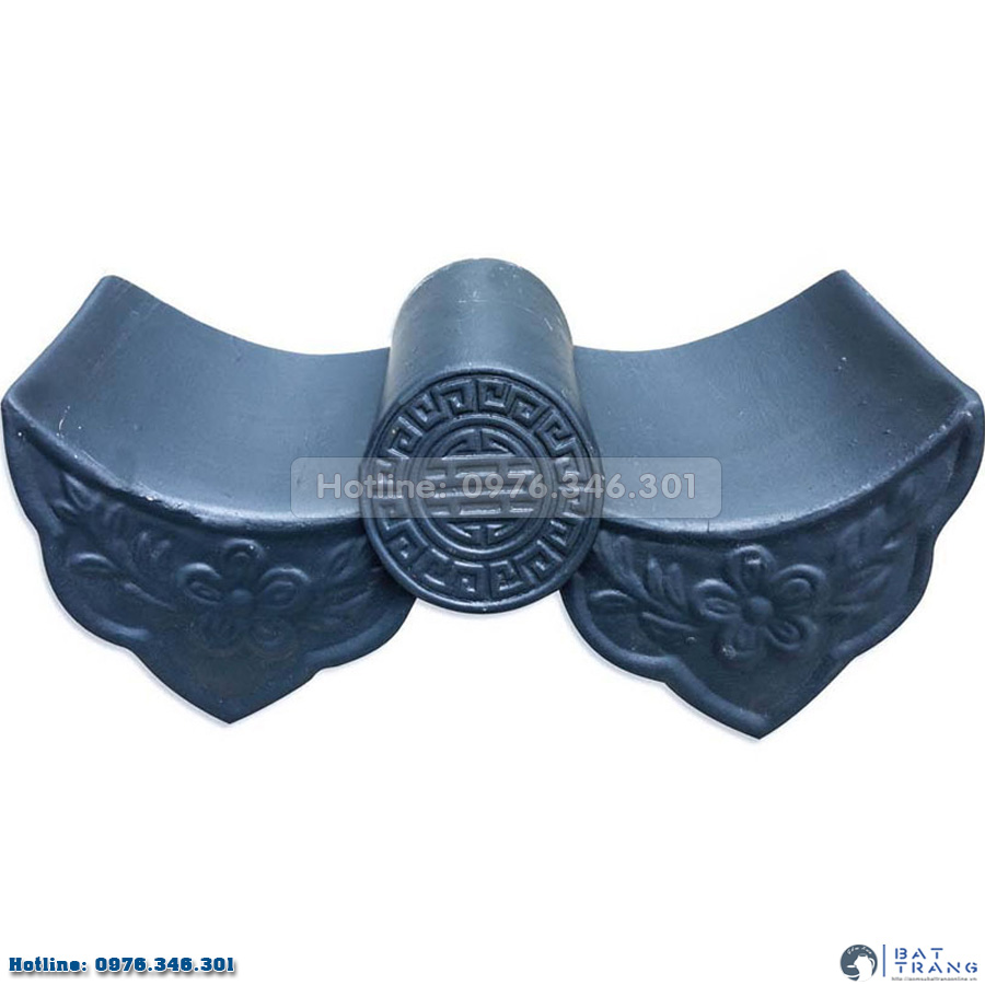 Ngói riềm hoa mai cỡ trung ghi nâu gốm sứ Bát Tràng 1