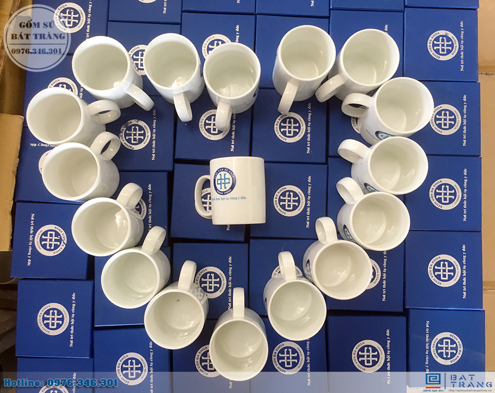 Đơn hàng 1000 cốc gốm sứ in logo cho bệnh viện Quang Thành-Nghệ An 3