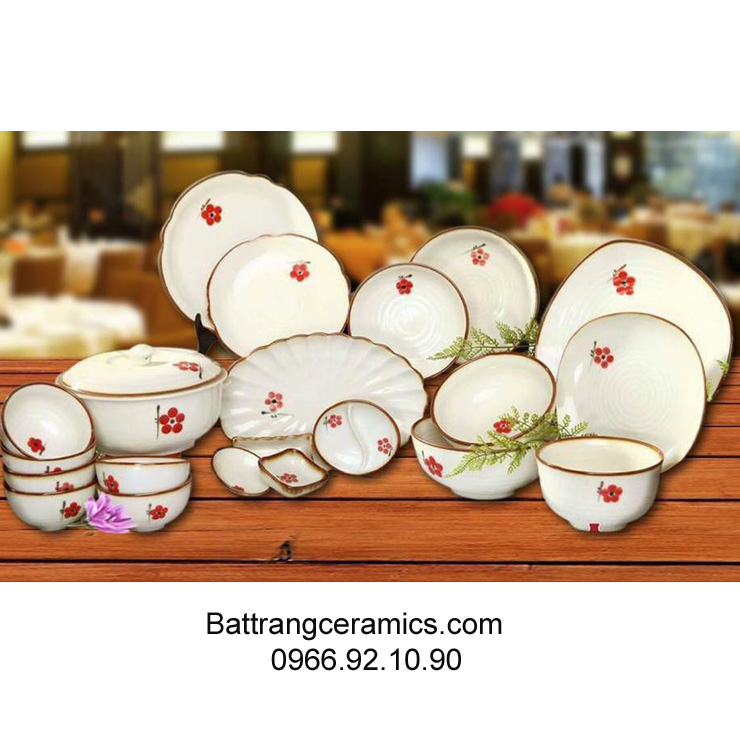 Bộ đồ ăn Bát Tràng - BATO men kem 19 món