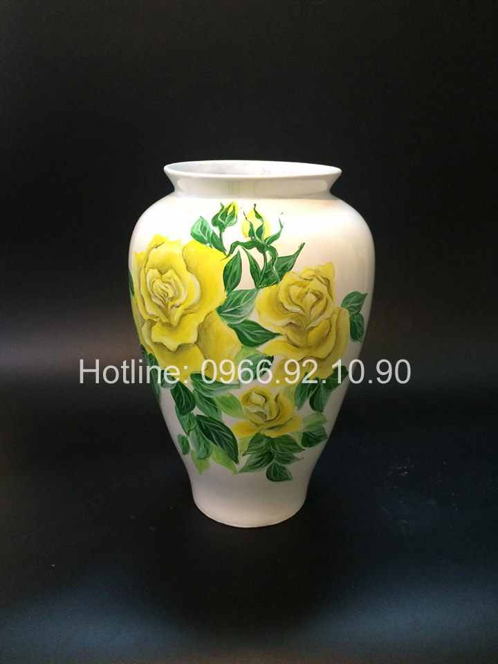 Bộ đôi vò gập hoa hồng vàng sơn mài 3D ( có bán lẻ )