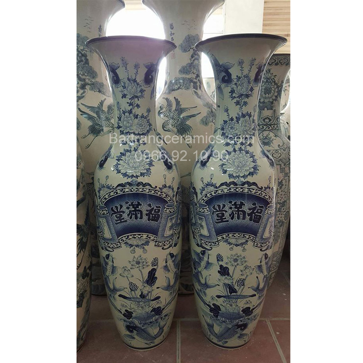 Lọ lộc bình Phúc Mãn Đường- men bóng - cao 1.55m