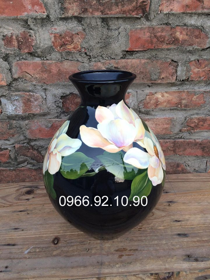 Lọ sơn mài mộc lan cao 35cm