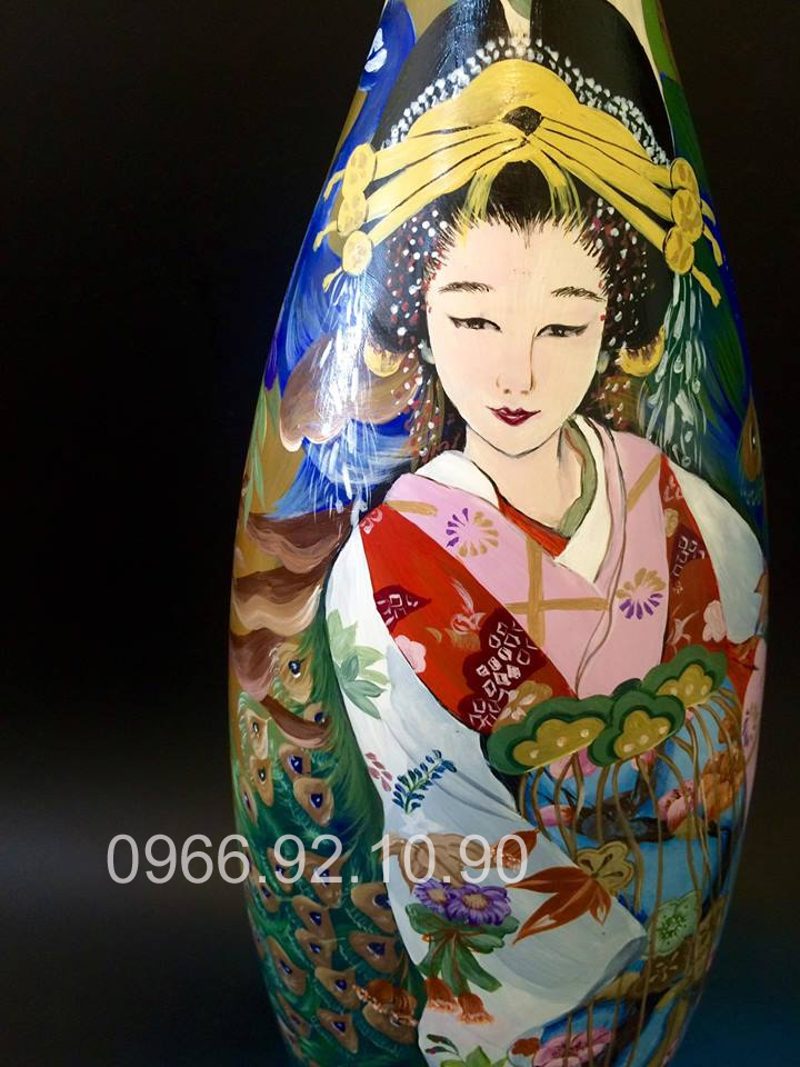 Lọ sơn mài cô gái Nhật ( cao 78cm )