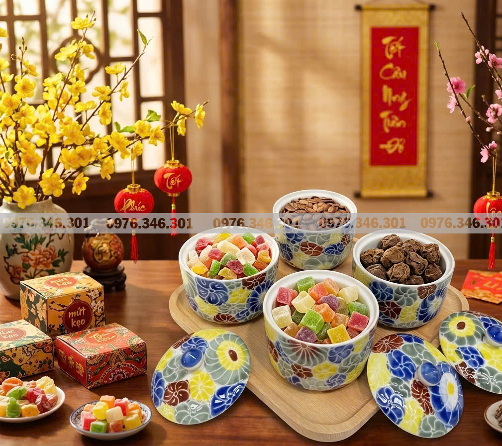 Khay mứt Tết gốm sứ Bát Tràng – Đón Xuân Đinh Mùi 2027 với nét đẹp truyền thống